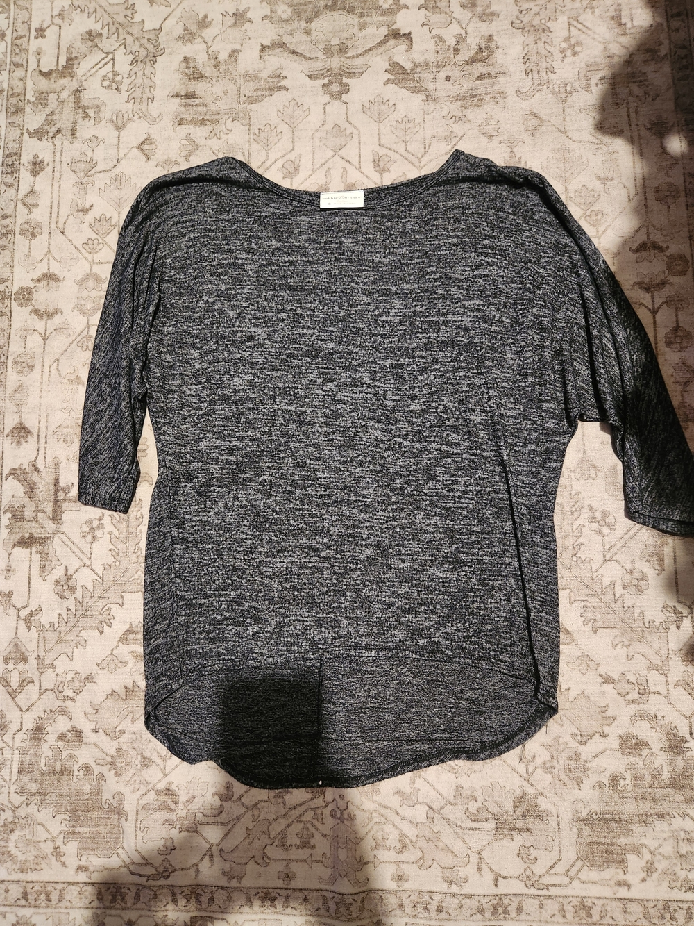 Bobbie Brooks Heathered Charcoal Scoop Neck Long Sleeve Top